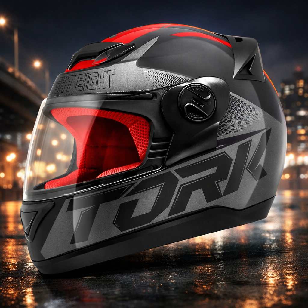 Capacete Pro Tork é bom? Review completa da marca e principais modelos em 2026 Capacete Pro Tork é bom? Modelo fechado preto e vermelho com interior ventilado e design esportivo