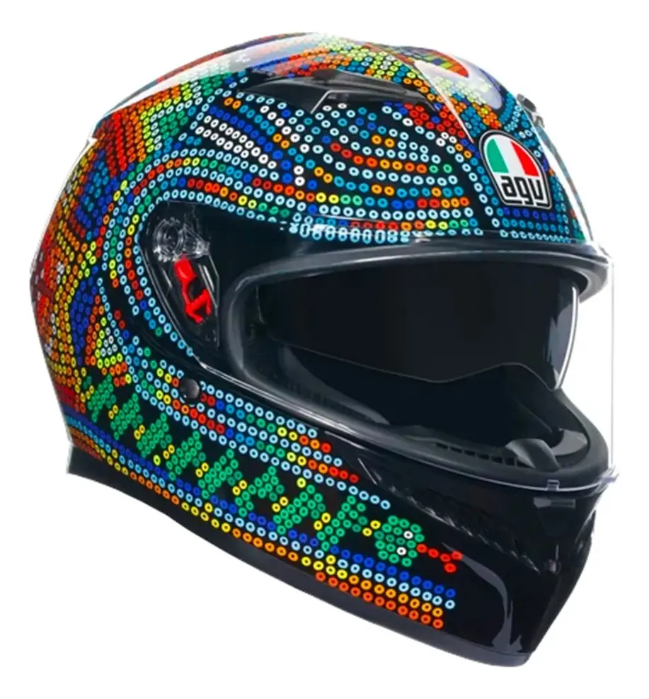 Capacete AGV K3 SV, vista frontal lateral esquerda com viseira solar integrada