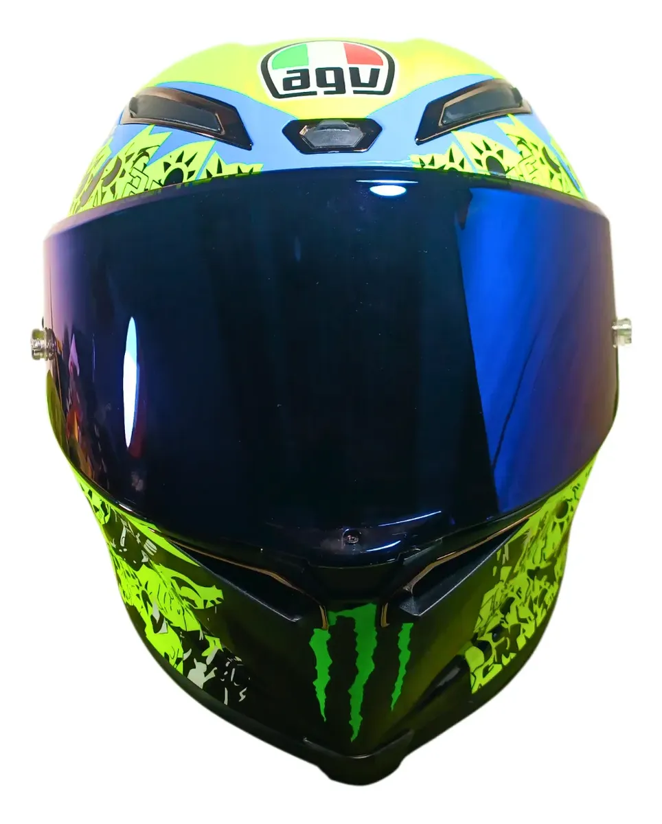 Capacete AGV Pista GP RR, vista frontal com viseira espelhada