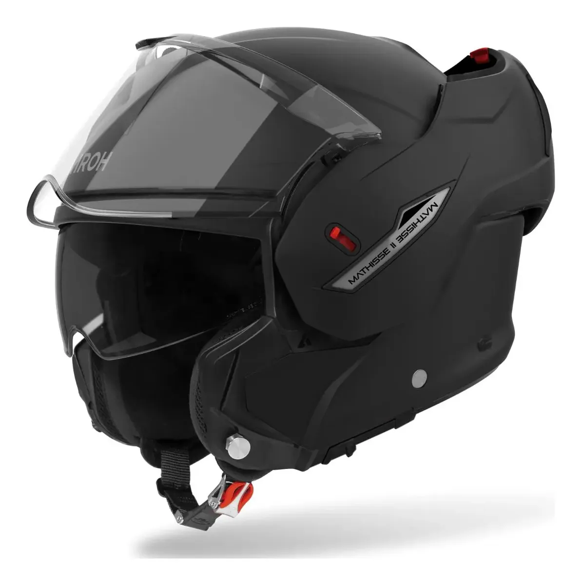 Capacete Airoh Mathisse II preto fosco, vista lateral e visor