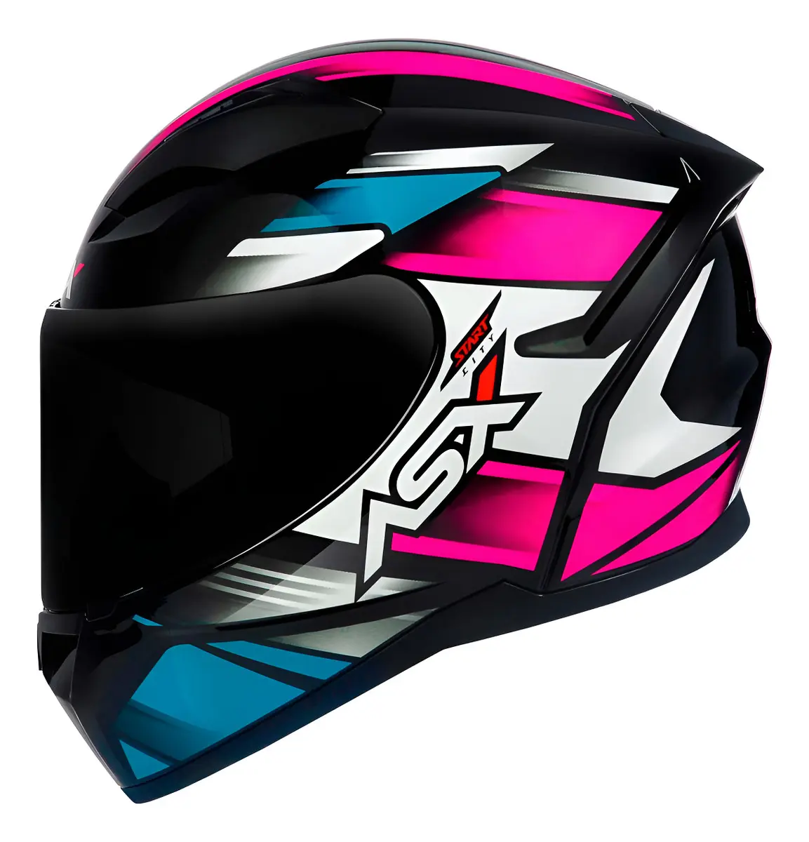 Capacete ASX City Start visto de lado, detalhe do casco e da viseira