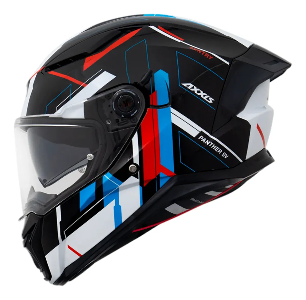 Capacete Axxis Panther SV visto de perfil, mostrando o spoiler traseiro e o acabamento fosco