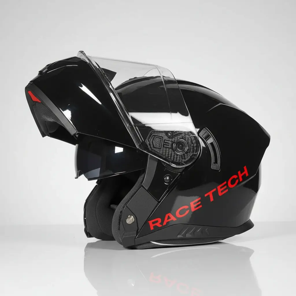 Capacete Race Tech Signal na cor preta com acabamento brilhante