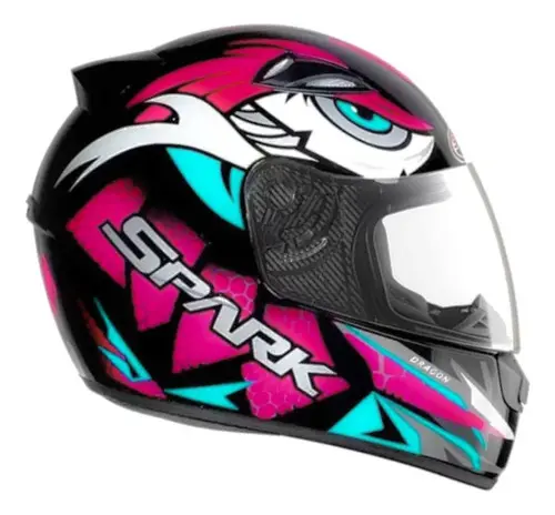 Capacete EBF New Spark Dragon Flash visto de frente, com viseira fechada