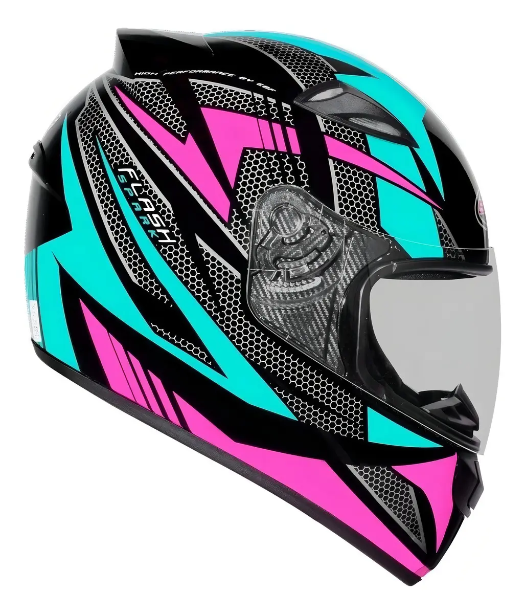 Detalhe do acabamento e do fechamento micrométrico do capacete EBF New Spark Dragon Flash