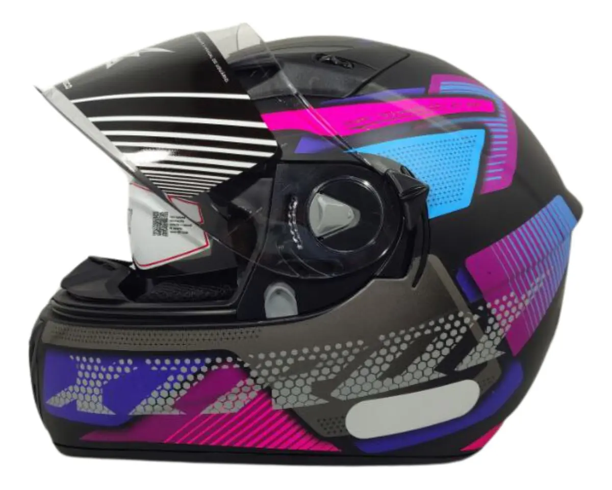 Capacete EBF Xtroy vista lateral design vermelho drone fosco