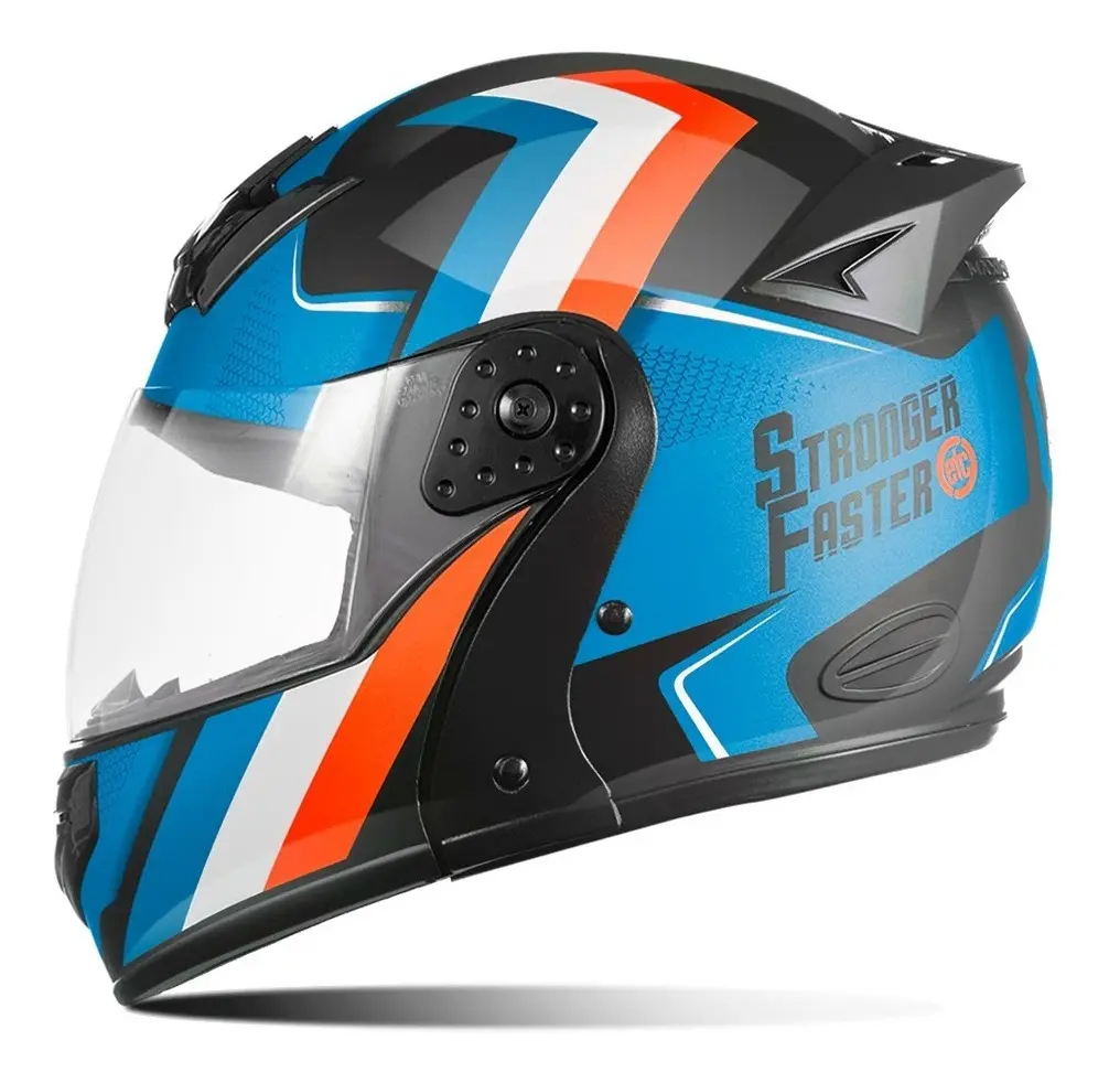 Detalhe da queixeira articulada do capacete Etceter Stronger Faster