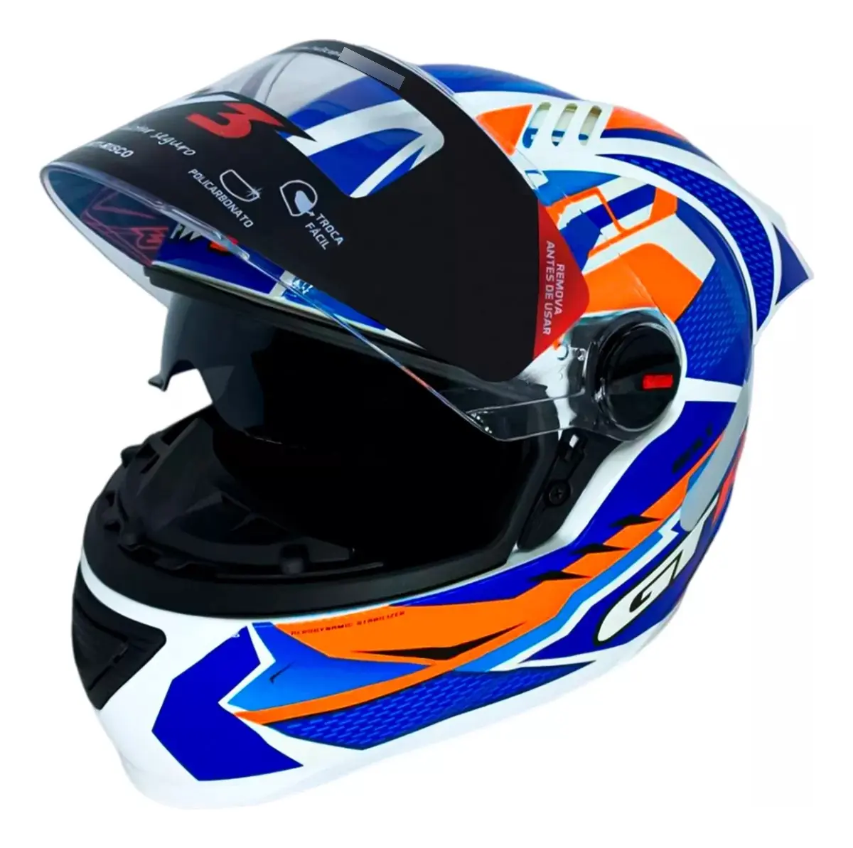Capacete FW3 GTR vista lateral com acabamento carbon fiber prata