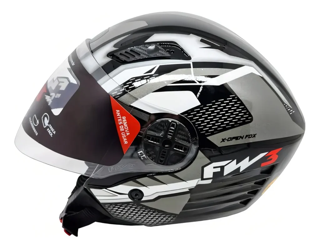 Capacete FW3 X Open Up vale a pena? Capacete aberto FW3 X Open Up grafite com óculos solar fumê