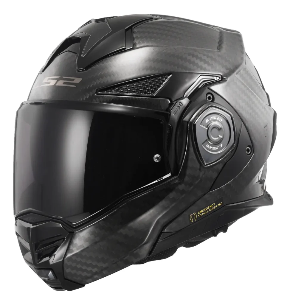 Capacete LS2 Advant X Carbon FF901 é bom? Review completo do modular em fibra de carbono Capacete LS2 Advant X Carbon FF901 modular em fibra de carbono, vista frontal