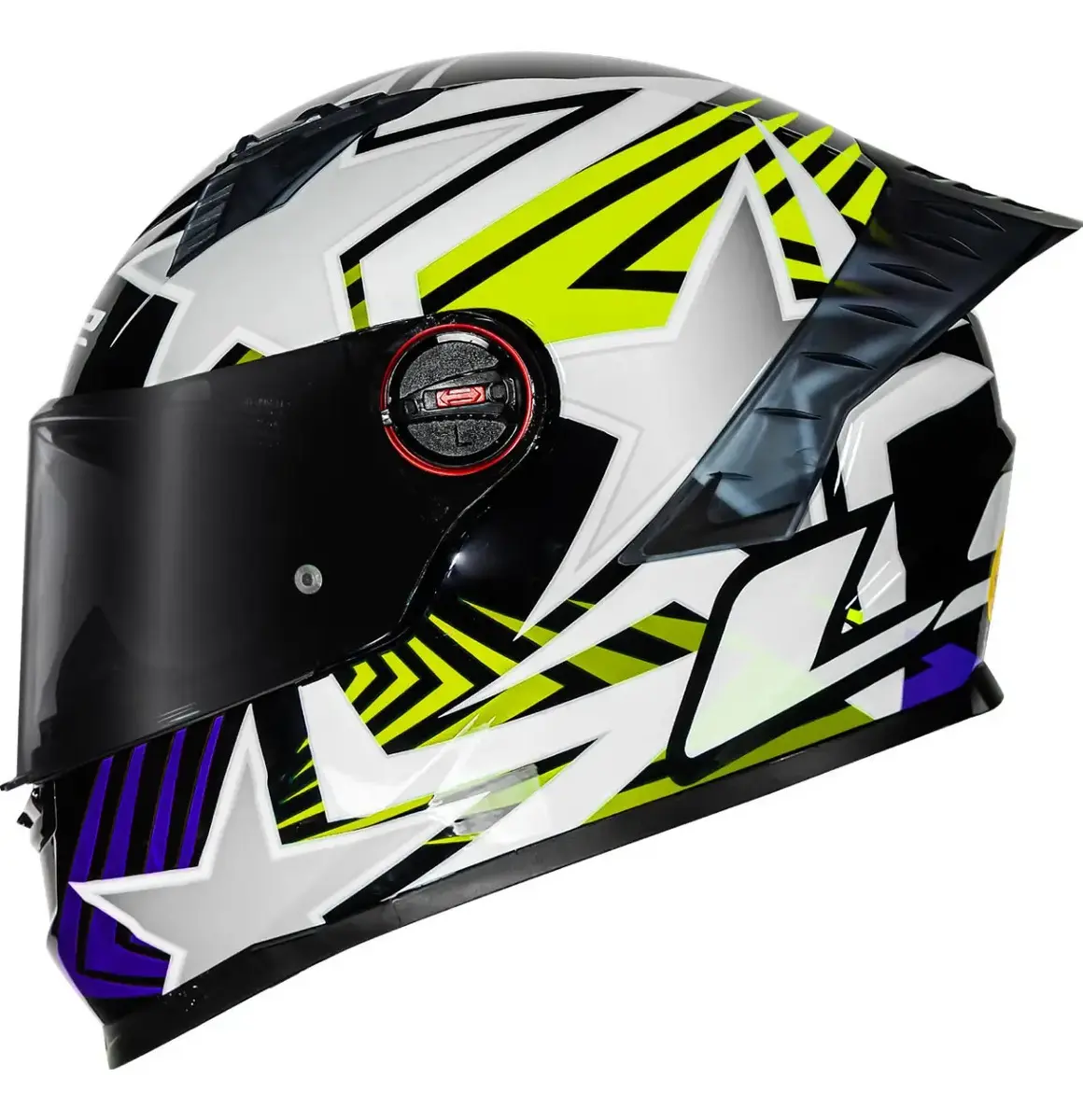 Detalhe da viseira e fechamento do capacete LS2 Classic Pro Estellar