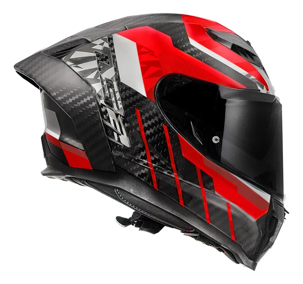 Capacete LS2 Dragon FF807 detalhe do casco em fibra de carbono 6K