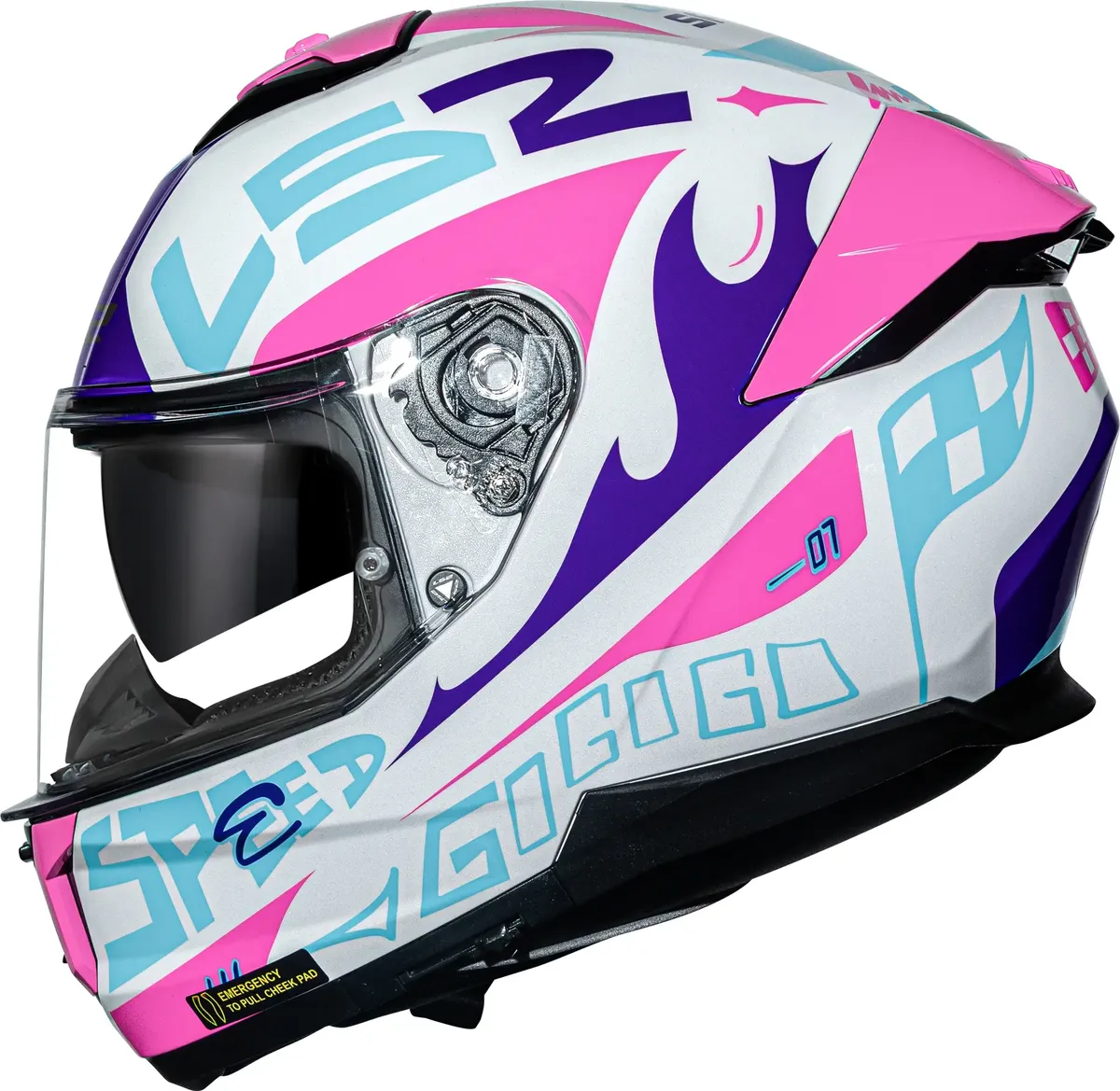Capacete moto LS2 Stream II FF808 visto de frente, com viseira e óculos interno do modelo integral