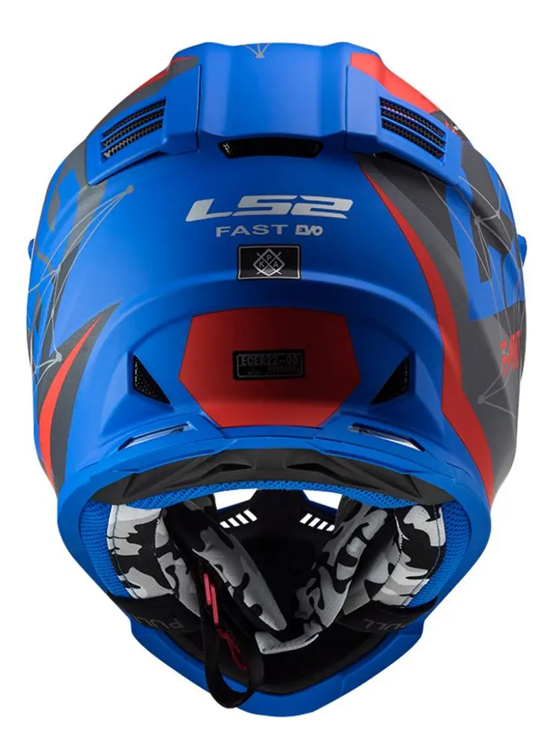 Capacete LS2 MX437 Fast Evo Alpha em detalhe, casco aberto para trilha
