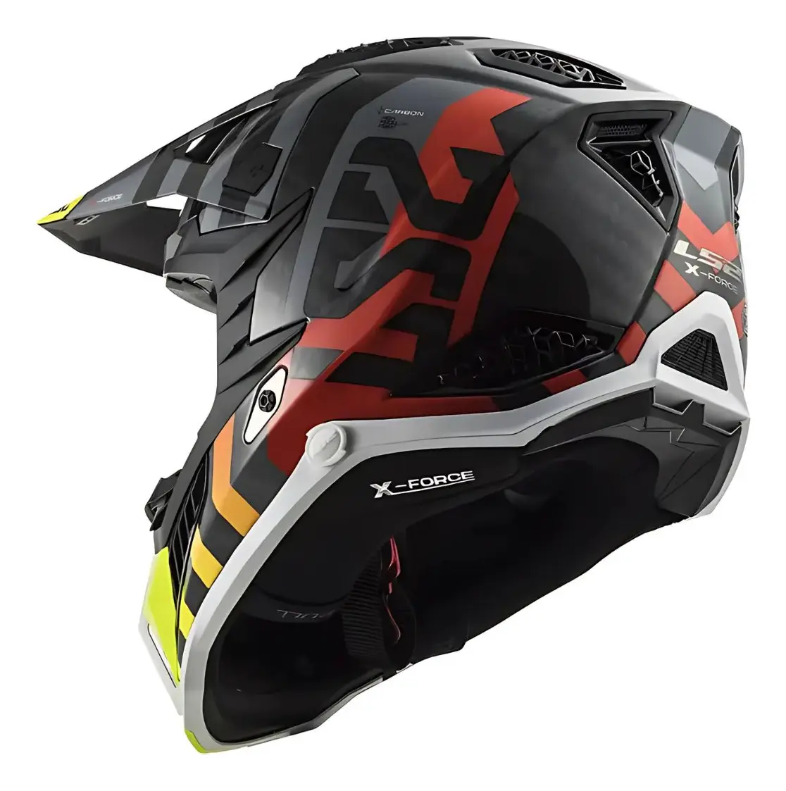 Capacete LS2 X-Force MX703 offroad, vista lateral com pala extensivel