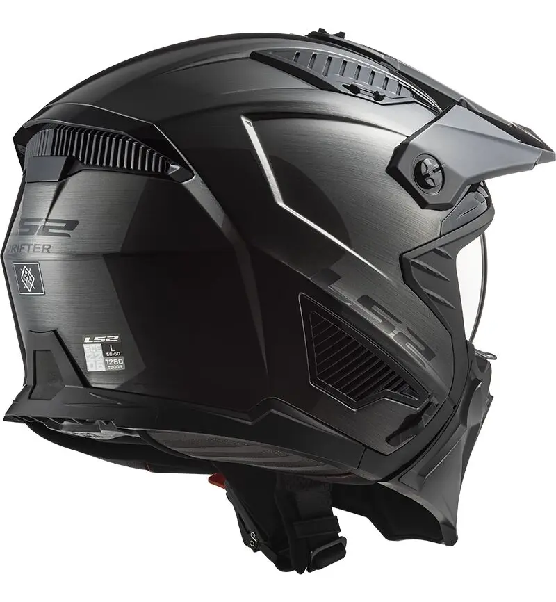 Capacete LS2 OF606 Drifter, vista traseira com acabamento fosco e casco em KPA