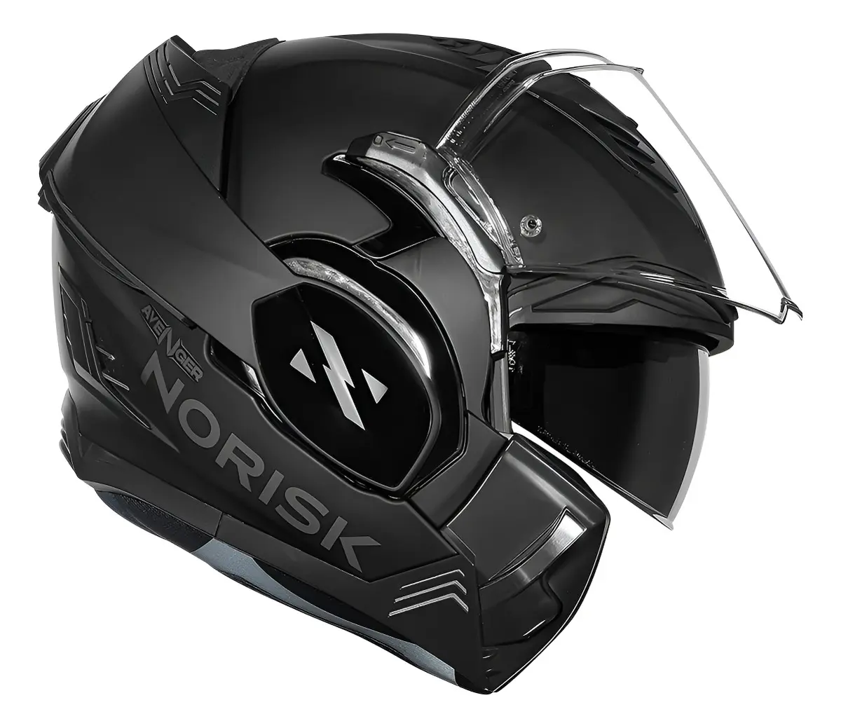 Capacete Norisk Avenger 180, detalhe do sistema de abertura