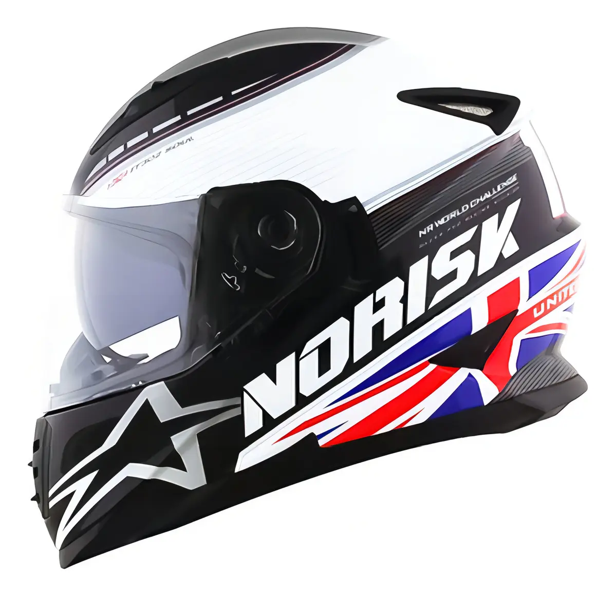 Capacete Norisk FF302 Grand Prix, integral branco, vista frontal