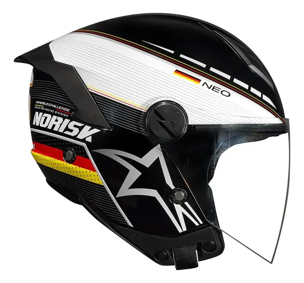 Capacete Norisk Neo, detalhe do capacete aberto