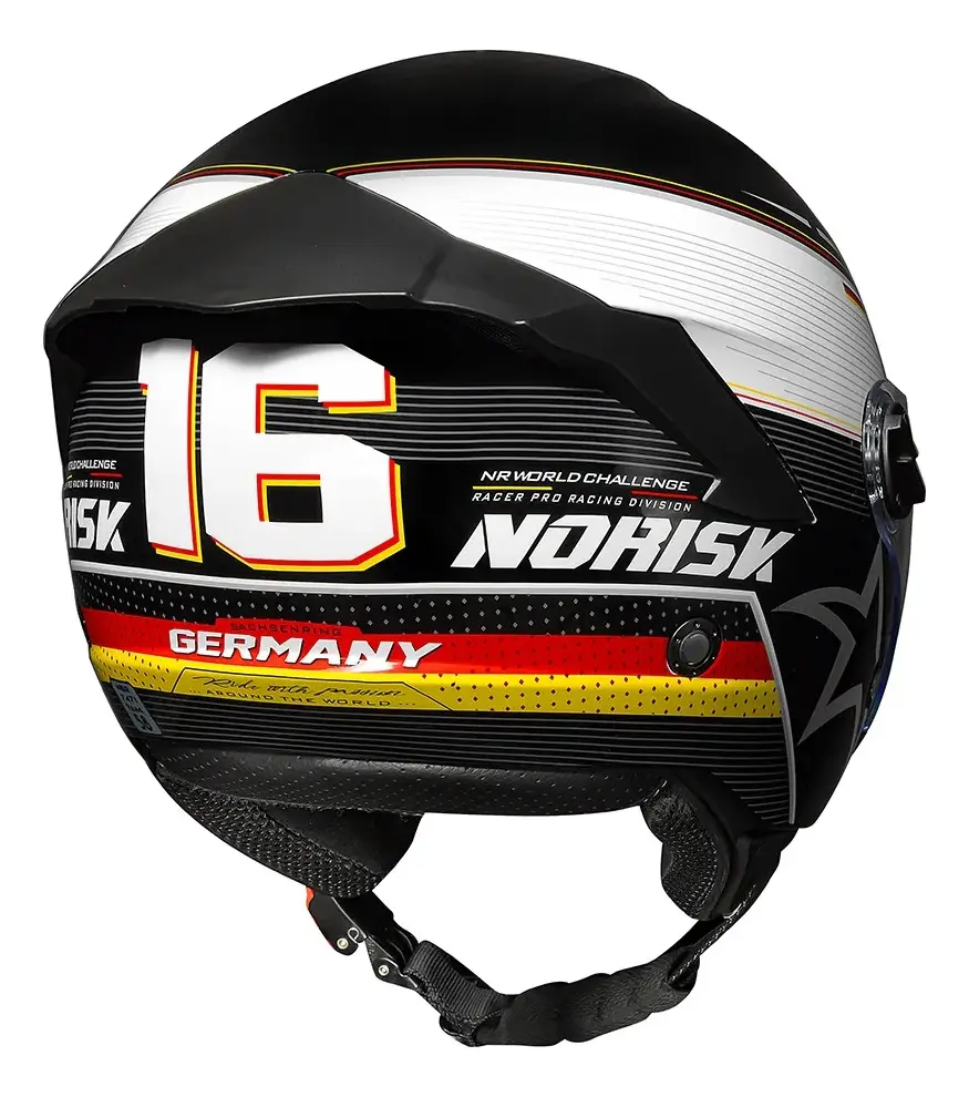 Capacete Norisk Neo, vista lateral do capacete aberto