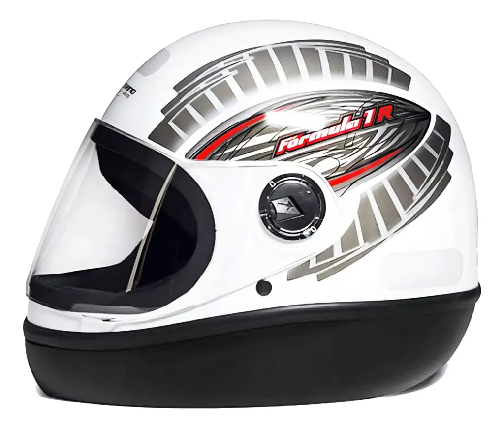 Capacete Taurus Grafic É Bom? Análise Completa (Formula 1 Grafic) Capacete Taurus Grafic integral branco com grafismo esportivo