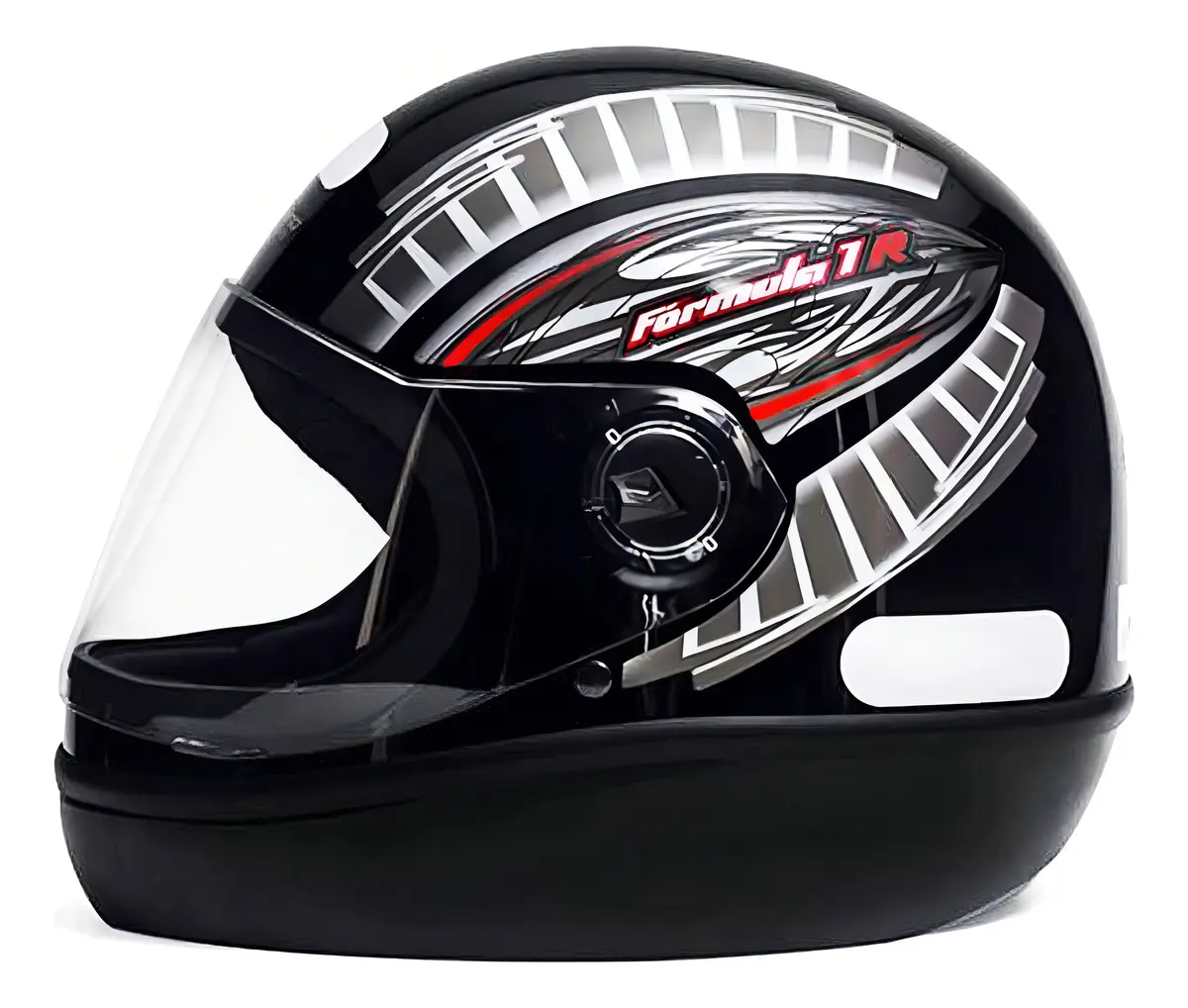 Capacete Taurus Grafic, vista lateral do casco com grafismo estilo Fórmula 1