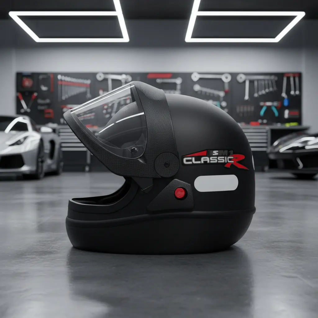 Capacete Taurus San Marino visto de perfil, casco em ABS