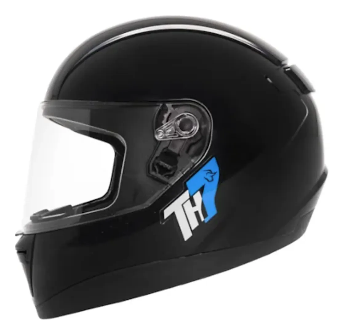 Capacete Taurus TH7 visto de outro ângulo, detalhe do casco e do fecho micrométrico