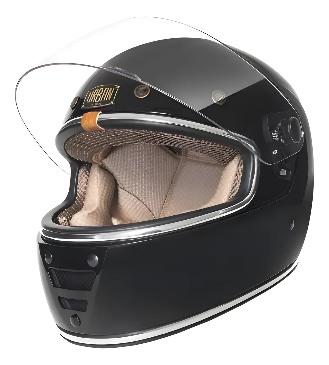 Capacete Taurus Urban Cafe Racer Black Edition fechado, viseira cristal aberta
