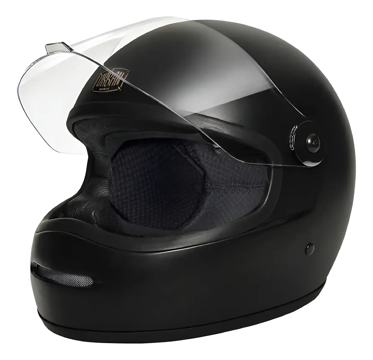 Capacete Taurus Urban Cafe Racer Black Edition, vista lateral do casco preto brilhante