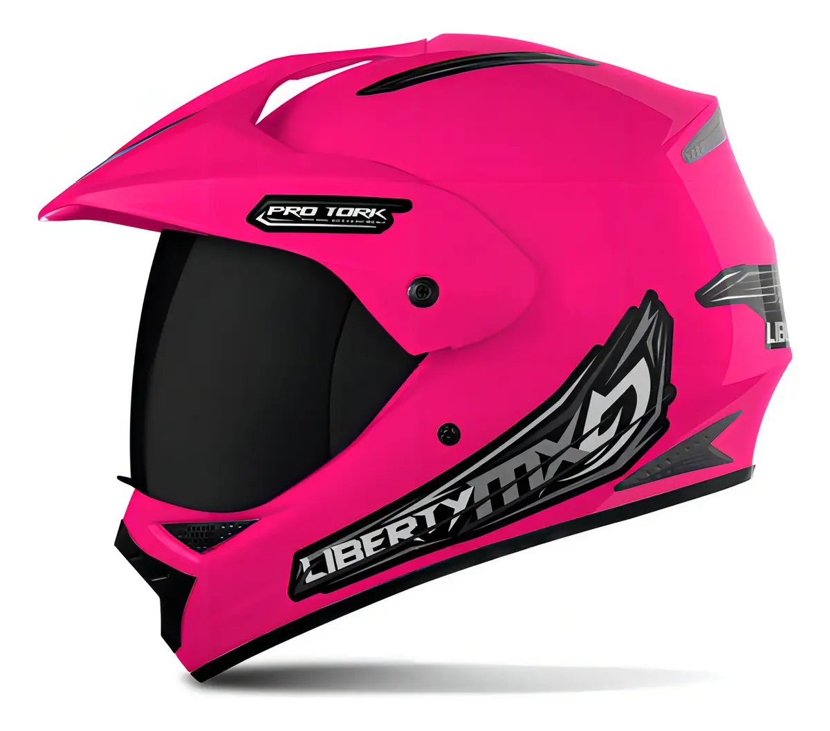 Capacete Pro Tork MX Vision com a viseira de policarbonato fumê instalada